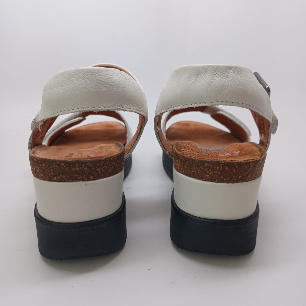 Clarks Unstructured Sandals White Cork Wedge Adjustable Two Strap Womens 7 - Picture 5 of 16